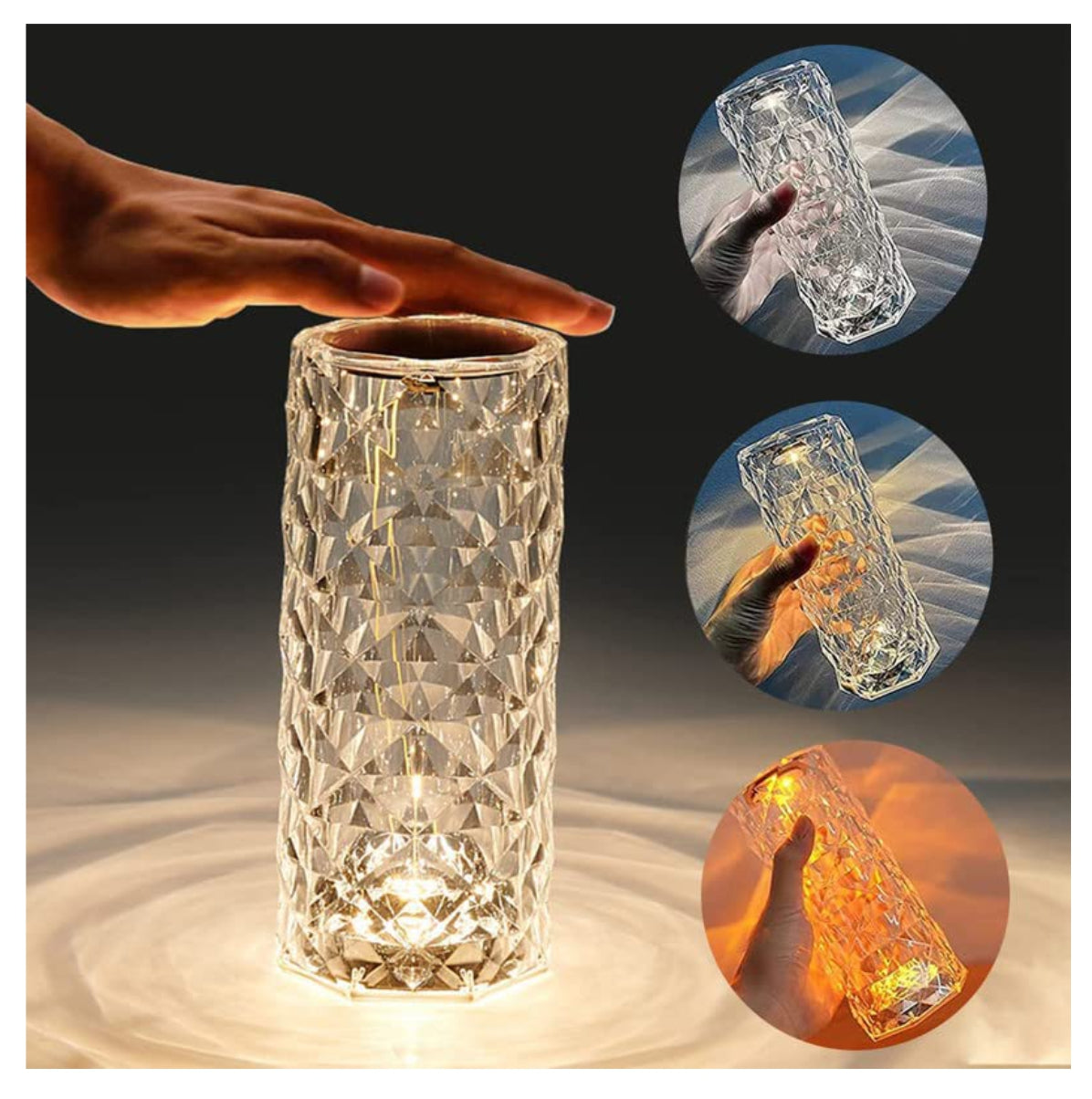 Lampara LED De Mesa Táctil RGB Cristal