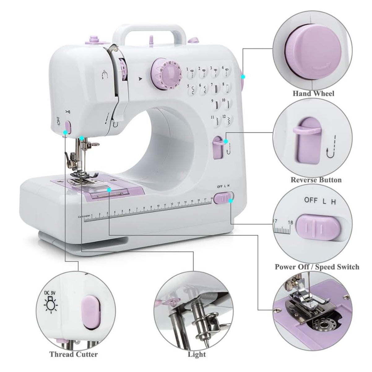 Maquina de Coser Doméstica 12 Puntadas Mesa