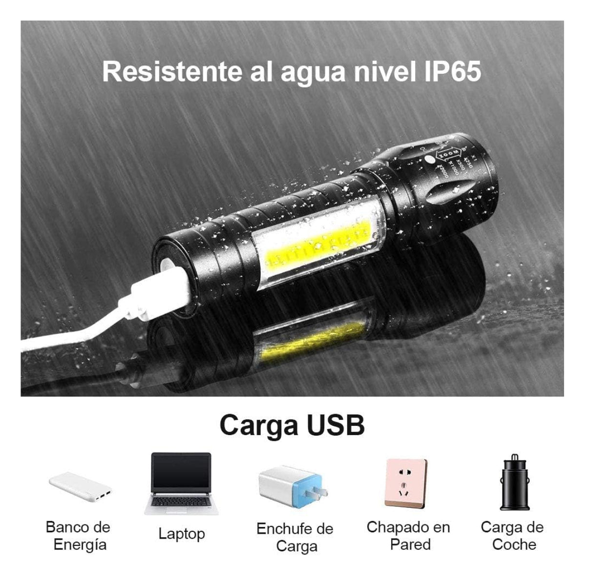 Mini Linterna y estuche Recargable zoom