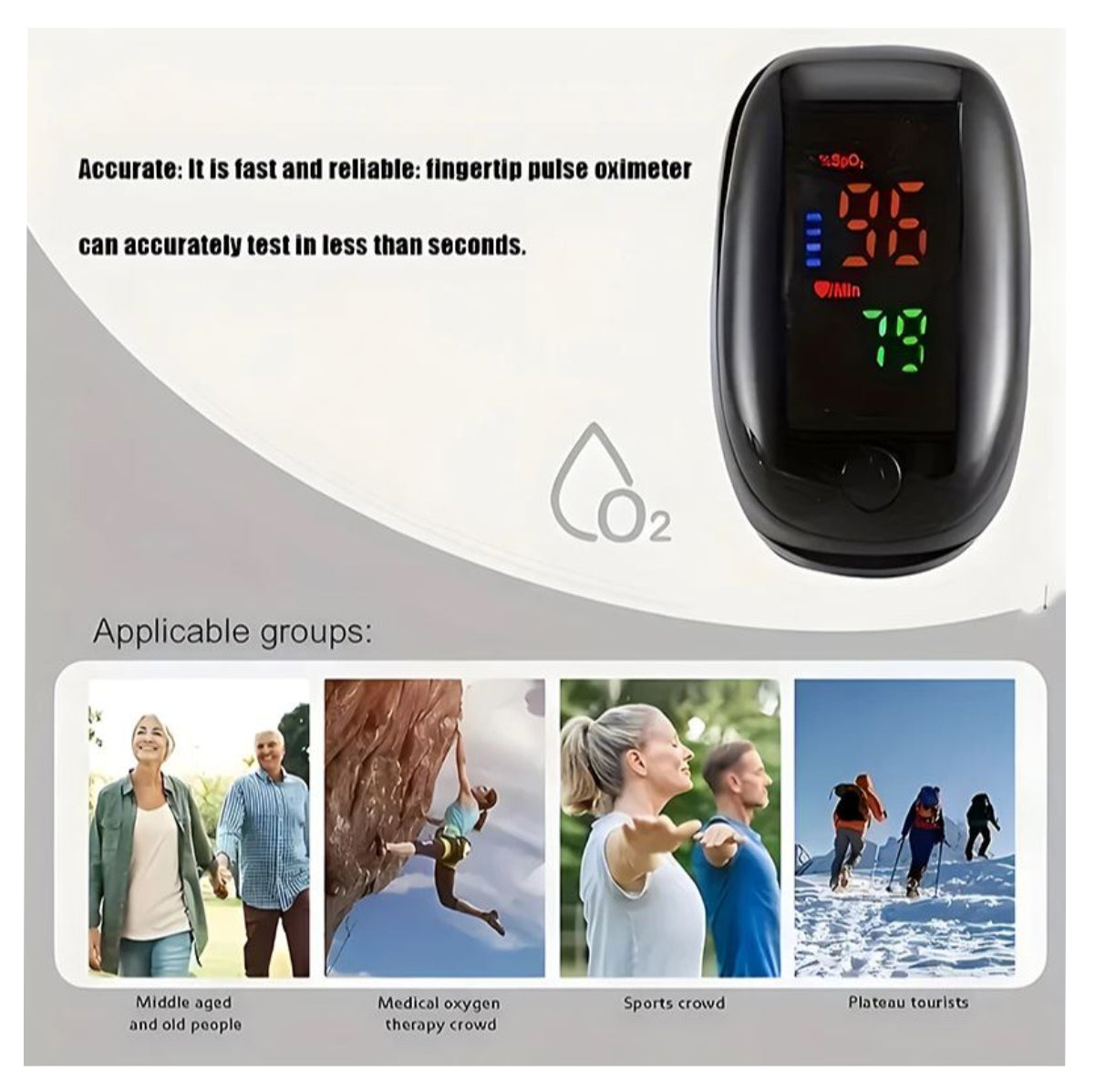 Oximetro de pulso monitor SpO2 sin curva