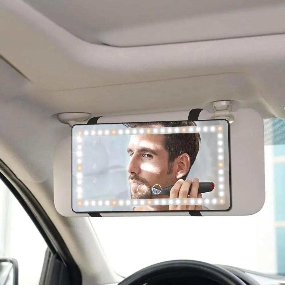 Espejo de maquillaje para carro con luces LED